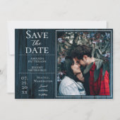 Save The Date Photo simple et rustique | Bleu Enregistrer la dat (Devant)