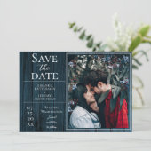 Save The Date Photo simple et rustique | Bleu Enregistrer la dat (Debout devant)