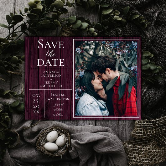 Save The Date Photo simple et rustique | Magenta Enregistrer la