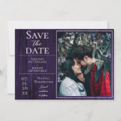 Save The Date Photo simple et rustique | Purple Enregistrer la d (Devant)