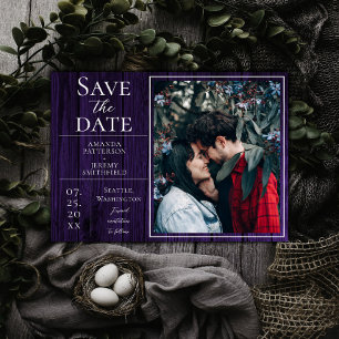 Save The Date Photo simple et rustique   Purple Enregistrer la d