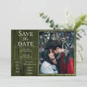 Save The Date Photo simple et rustique | Vert Enregistrer la dat (Debout devant)