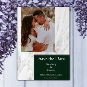 Save The Date Photo simple marbré vert émeraude