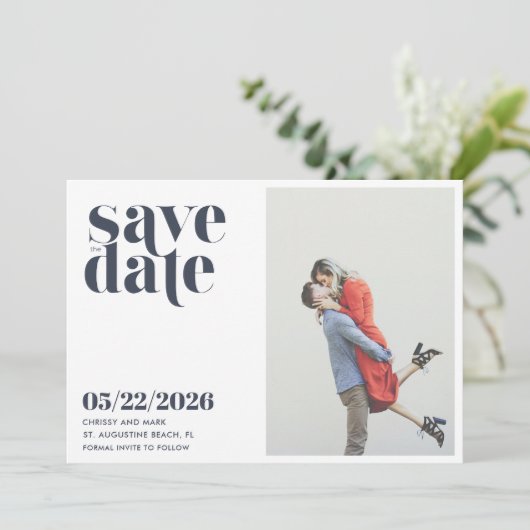 Save The Date Photo simple Mariage moderne Enregistrer la date (Debout devant)
