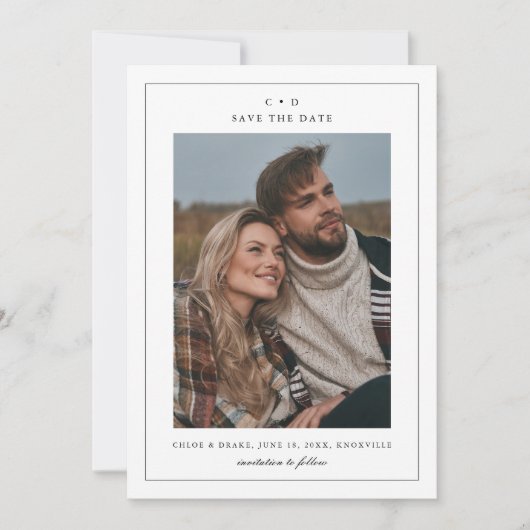 Save The Date Photo simple Mariage noir et blanc (Devant)