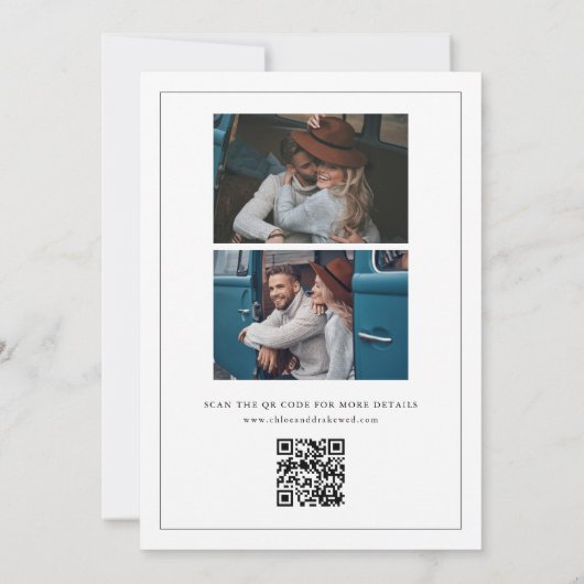 Save The Date Photo simple Mariage noir et blanc (Dos)