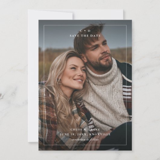 Save The Date Photo simple Mariage noir et blanc (Devant)