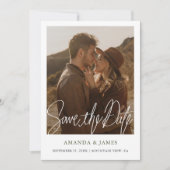 Save The Date Photo simple moderne de typographie verte (Devant)