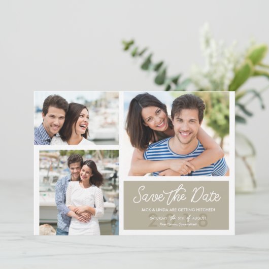 Save The Date Photo simple moderne Enregistrer les dates à Ecru (Debout devant)