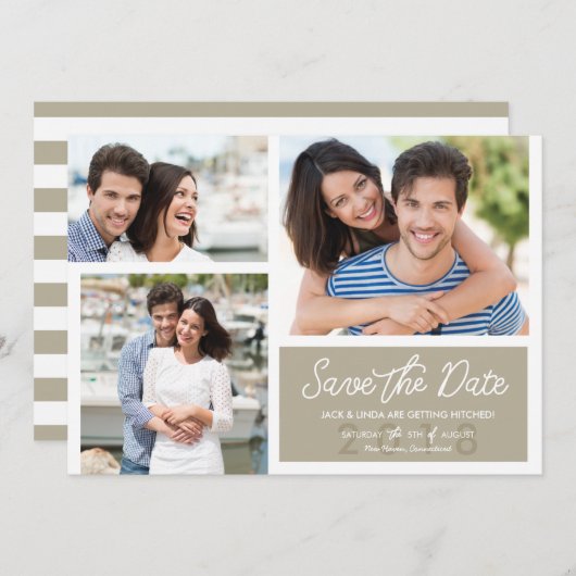 Save The Date Photo simple moderne Enregistrer les dates à Ecru (Devant / Derrière)