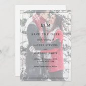 Save The Date Photo simple noir et blanc Mariage élégant (Devant / Derrière)