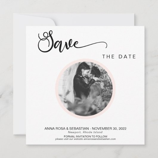 Save The Date *~* PHOTO Simple Pêche Boho Mariage Enregistrer La (Devant)