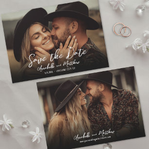 Save The Date Photo Simple Rustique Écriture Boho Mariage