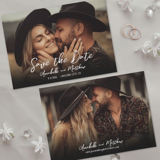 Save The Date Photo Simple Rustique Écriture Boho Mariage