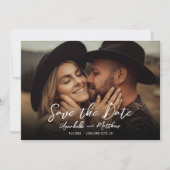 Save The Date Photo Simple Rustique Écriture Boho Mariage (Devant)