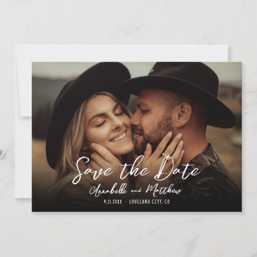 Save The Date Photo Simple Rustique Écriture Boho Mariage (Devant)
