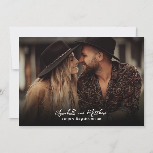 Save The Date Photo Simple Rustique Script Boho Mariage (Dos)