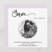 Save The Date *~* PHOTO Simple Violet Boho Mariage Enregistrer L (Devant / Derrière)