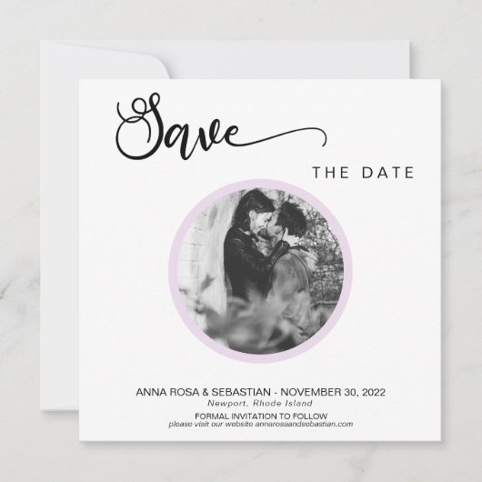 Save The Date *~* PHOTO Simple Violet Boho Mariage Enregistrer L (Devant)