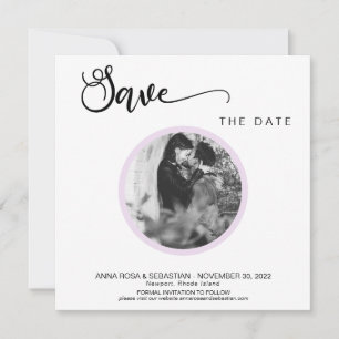 Save The Date *~* PHOTO Simple Violet Boho Mariage Enregistrer L