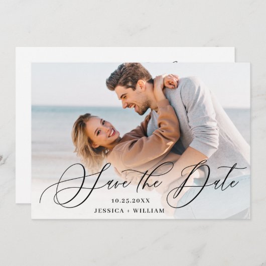 Save The Date PHOTO Simplement Élégante De Mariage (Devant / Derrière)