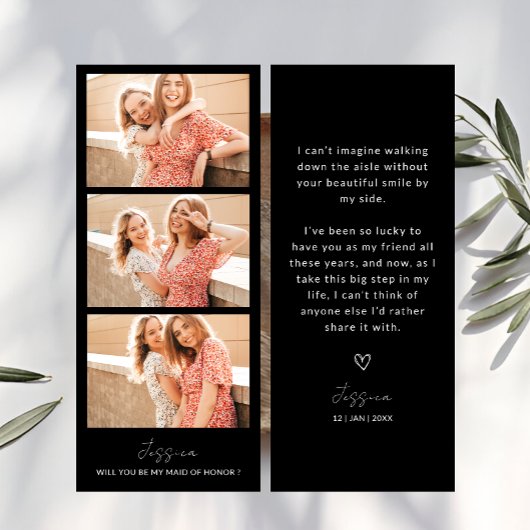 Save The Date Photo Strip 3 Pictures Bridesmaid Proposal Card