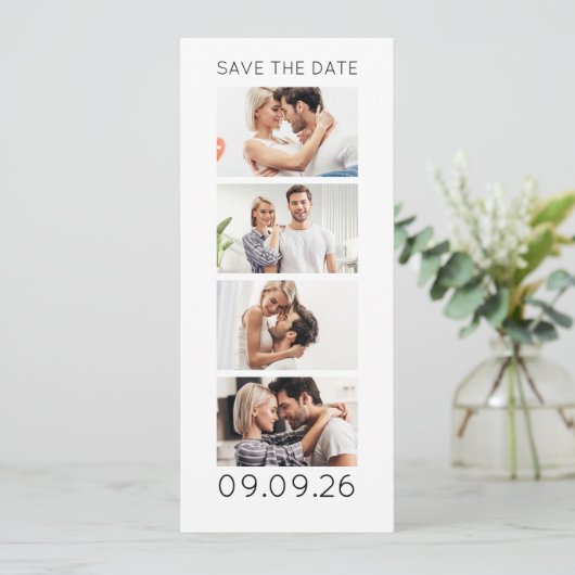 Save The Date Photo Strip 4 Pictures QR Code Photobooth Wedding (Debout devant)