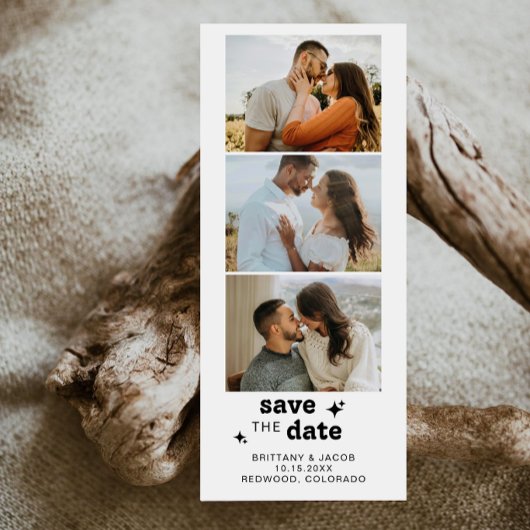 Save The Date Photo Strip Bold Retro Wedding