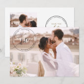 Save The Date Photo, Tampon Monogramme Noir Superposition de Pho (Devant / Derrière)