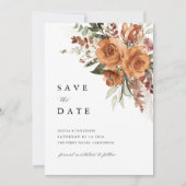Save The Date Photo Terracotta Boho Rose Floral Wedding (Devant)