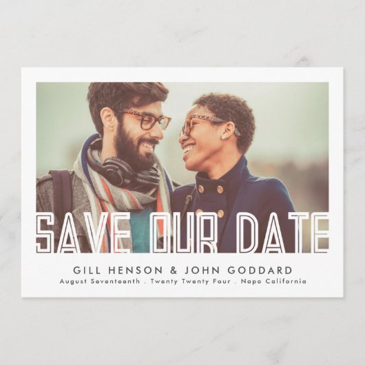 Save The Date Photo texte en gras modifiable moderne (Devant)