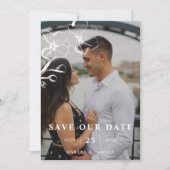 Save The Date Photo tirée à la main du Mariage Floral QR Code (Devant)