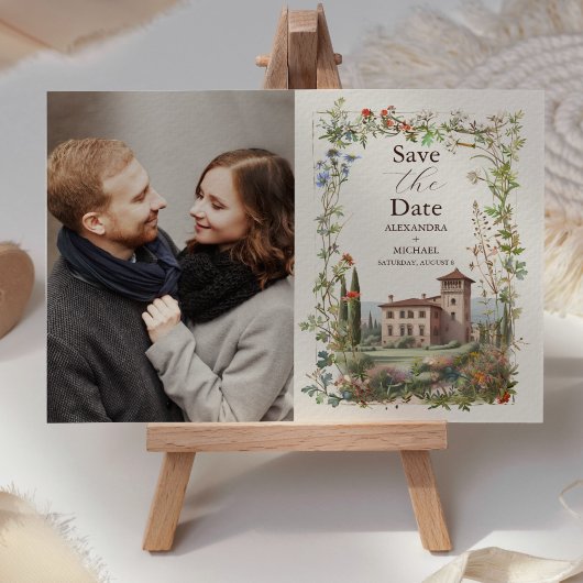 Save The Date Photo Toscane Aquarelle Italie Destination Mariage