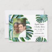 Save The Date Photo Tropical Leaf Green Gold Enregistrer La Date (Dos)