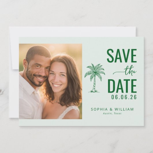 Save The Date Photo Tropical Vert Joyeux (Devant)