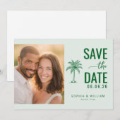 Save The Date Photo Tropical Vert Joyeux (Devant / Derrière)
