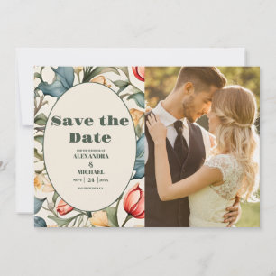 Save The Date Photo Tulipes Aquarelle William Morris Mariage