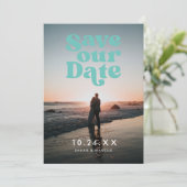 Save The Date Photo Turquoise Retro (Debout devant)