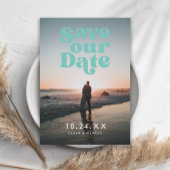 Save The Date Photo Turquoise Retro