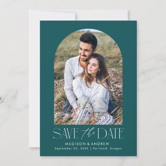 Save The Date Photo Turquoise simple et moderne (Devant)