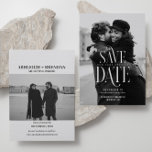 Save The Date Photo Typographie simple et élégante<br><div class="desc">Cette Simple Elégante Typographie Photo Save the Date est la carte parfaite pour annoncer votre journée spéciale à vos invités. Affichez 2 photos et tous les détails simples de votre journée.</div>