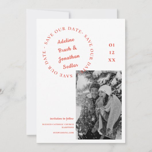Save The Date Photo unique Modern Bold mariage (Devant)