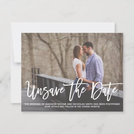 Save The Date Photo Unsave the Date Card Horizontal, Modern (Devant)