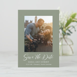 Save The Date Photo verte classique Muted Mariage élégant