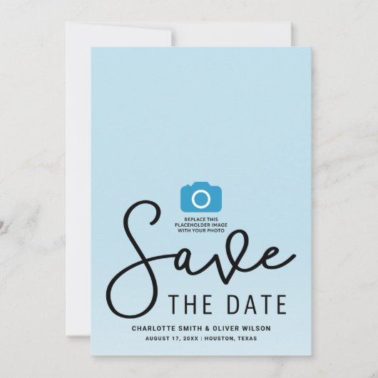 Save The Date Photo verticale du script moderne Enregistrer la c (Devant)