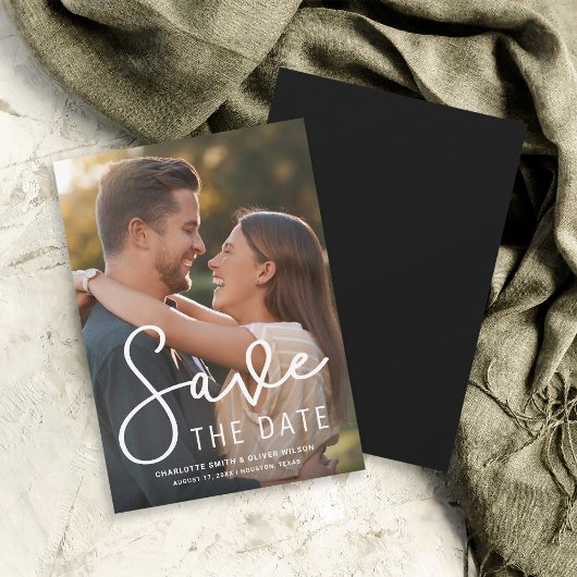 Save The Date Photo verticale du script moderne Enregistrer la c