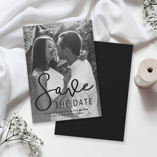 Save The Date Photo verticale du script moderne Enregistrer la c