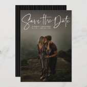 Save The Date Photo verticale du script moderne enregistrer la d (Devant / Derrière)