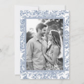 Save The Date Photo Victorian Floral Dusty Blue Mariage français (Dos)