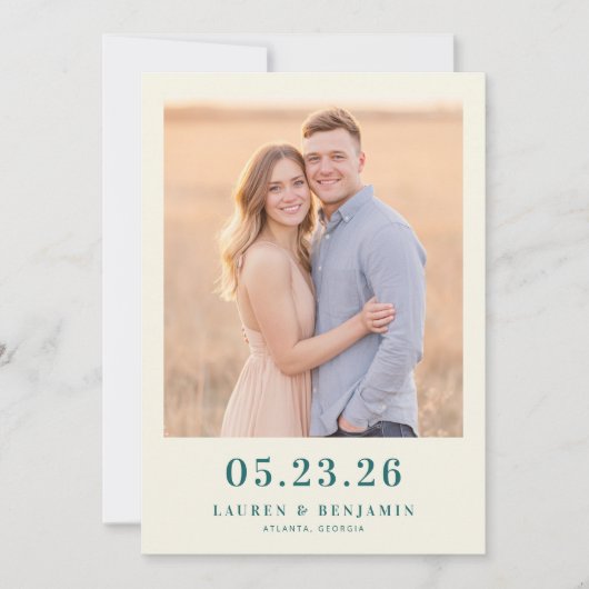 Save The Date Photo Vintage Beige Chaud (Devant)